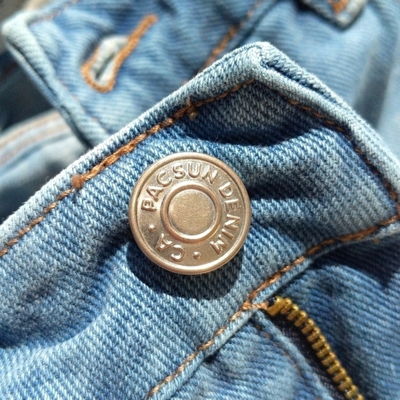 PacSun Retro Distressed Medium Blue High Rise Cropped Straight Leg Mom Jeans 25 - Picture 11 of 16